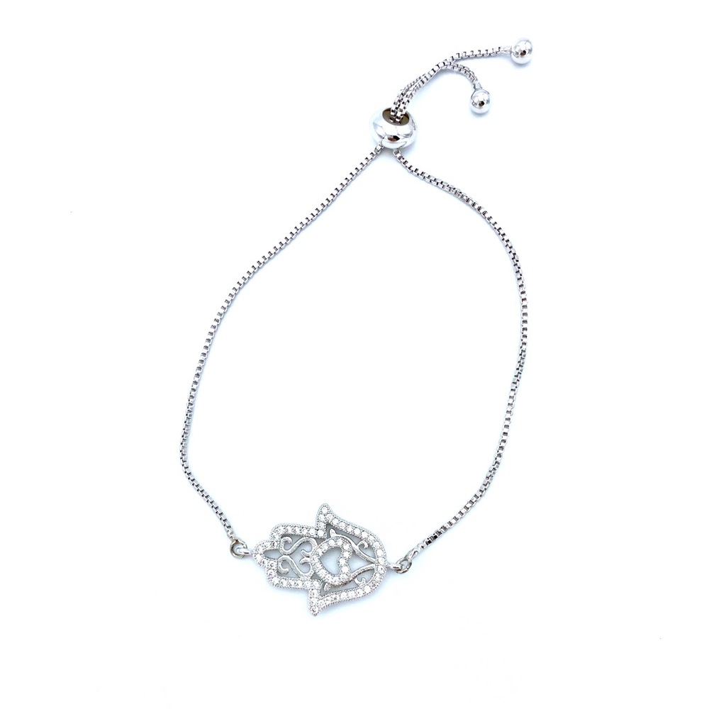 Pull Cord Hamsa Heart Bracelet